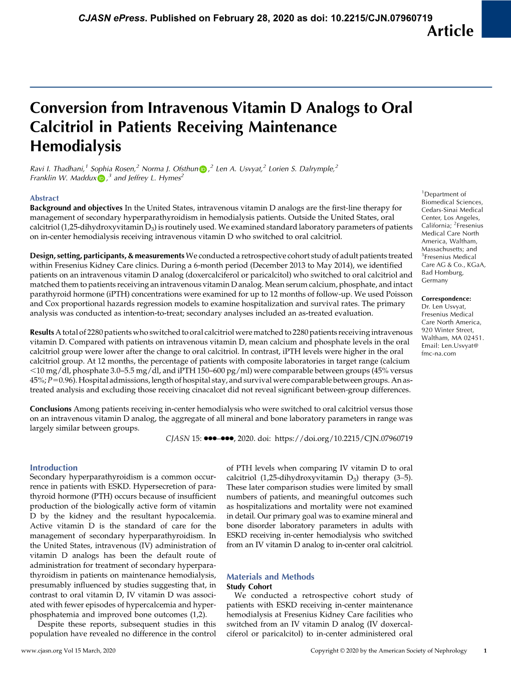 Article Conversion From Intravenous Vitamin D Analogs To Oral Calcitriol Docslib 2121