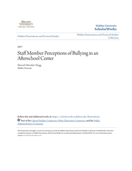 Staff Member Perceptions of Bullying in an Afterschool Center