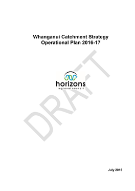 Whanganui Catchment Strategy Operational Plan 2016-17