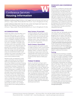 Conference Services Housing Information