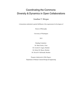 Coordinating the Commons: Diversity & Dynamics in Open Collaborations