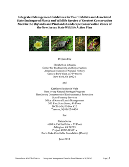 Integrated Management Guidelines for Four Habitats and Associated