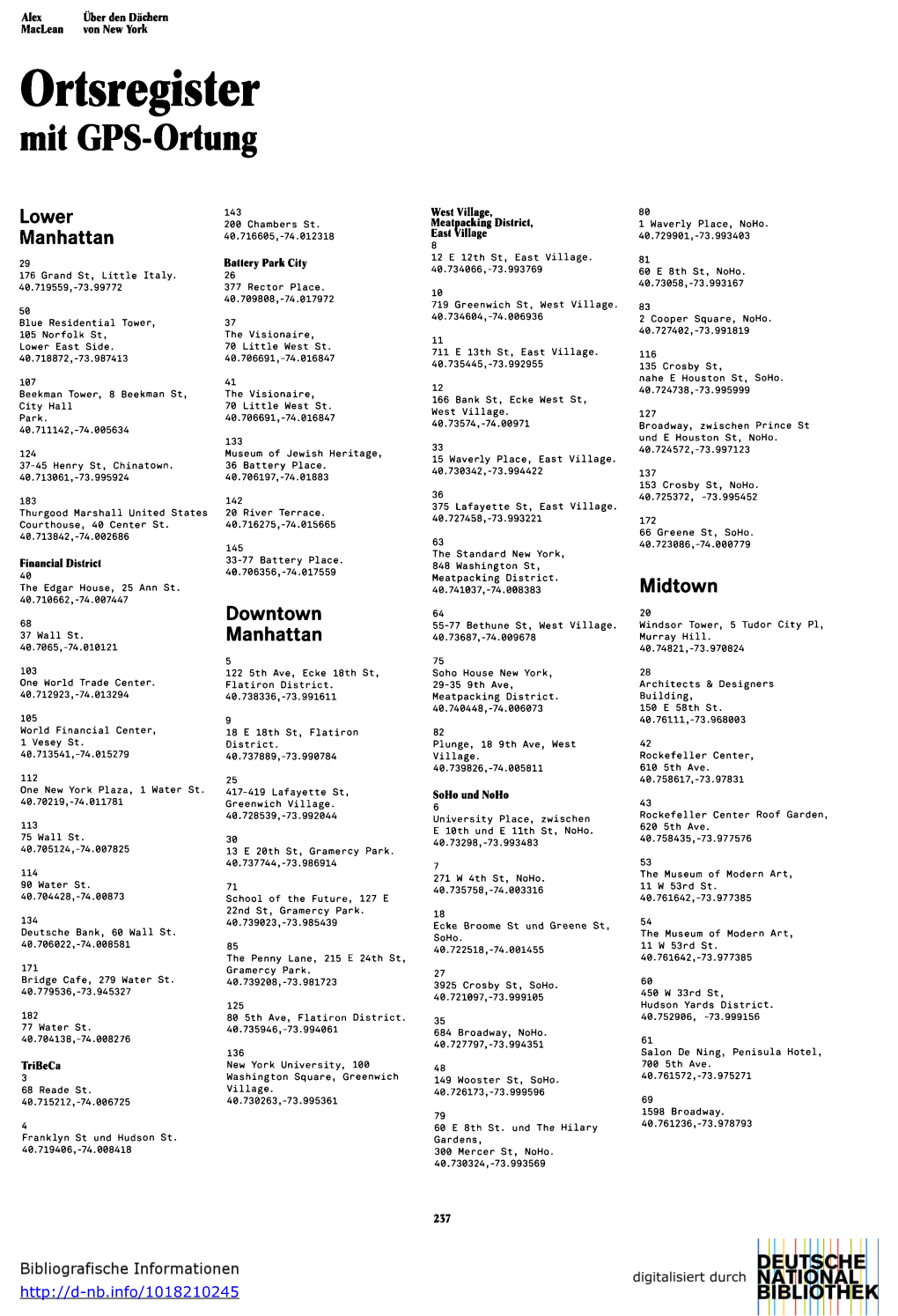 Ortsregister Mit GPS-Ortung