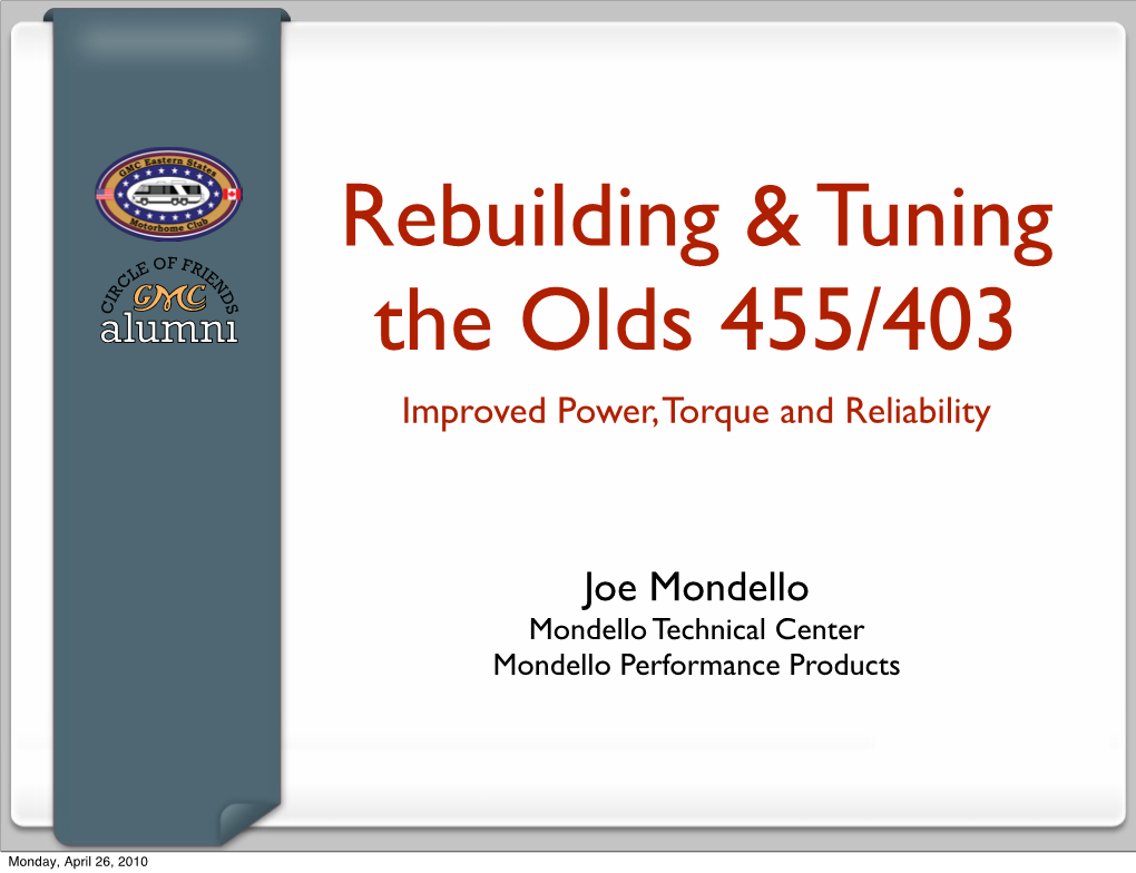 Joe Mondello Mondello Technical Center Mondello Performance Products