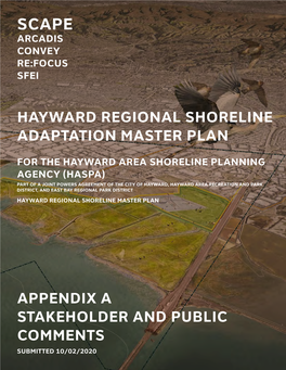 Hayward Regional Shoreline Adaptation Master Plan Appendix a Stakeholder and Public Comments
