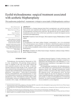 Eyelid Trichoadenoma: Surgical Treatment Associated with Aesthetic Blepharoplasty Tricoadenoma Palpebral: Tratamento Cirúrgico Associado À Blefaroplastia Estética