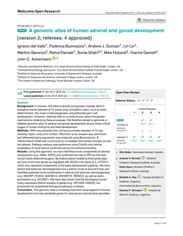 A Genomic Atlas of Human Adrenal and Gonad Development [Version 2; Referees: 4 Approved] Ignacio Del Valle1, Federica Buonocore1, Andrew J