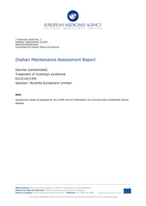 Orphan Maintenance Assessment Report Isturisa (Osilodrostat)