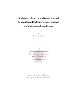 A Relevance-Theoretic Analysis of Selected South African English Pragmatic Markers and Their Cultural Significance