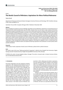 The Nordic Council of Ministers: Aspirations for More Political Relevance