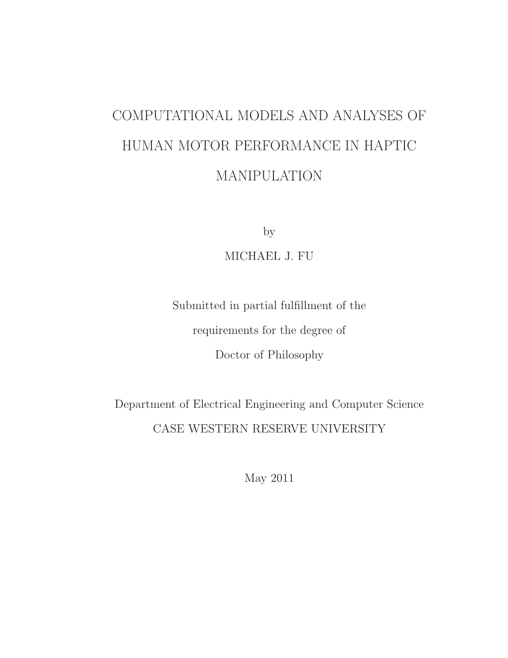 Computational Models and Analyses of Human Motor Performance in Haptic Manipulation