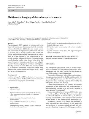 Multi-Modal Imaging of the Subscapularis Muscle