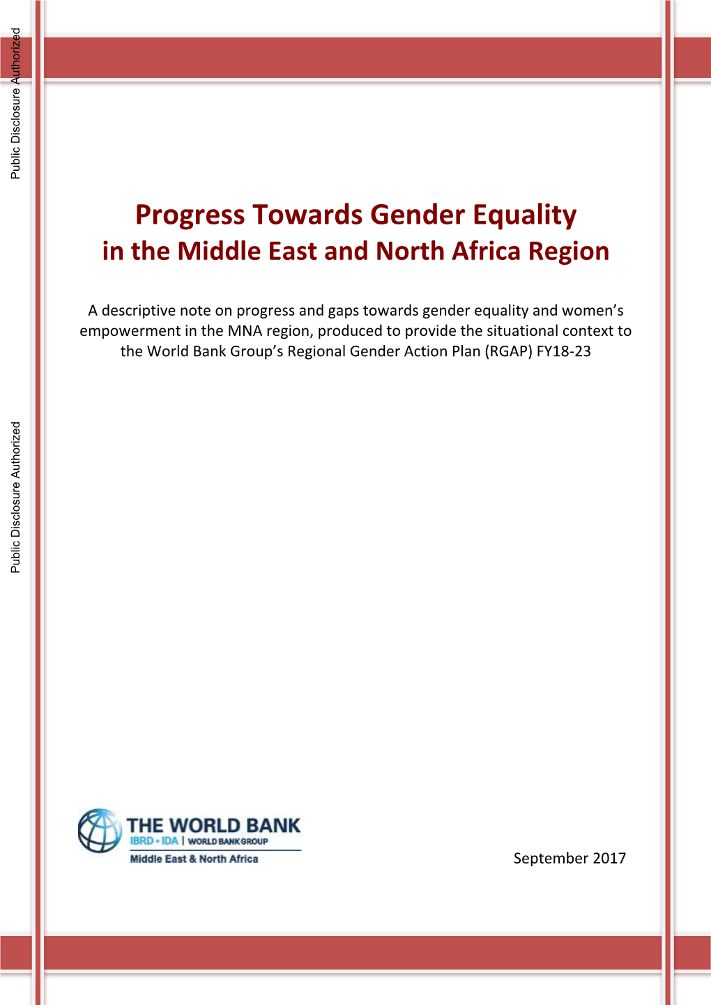 Progress Towards Gender Equality in the Middle East and North Africa Region