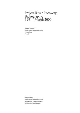 Project River Recovery Bibliography: 1991 - March 2000