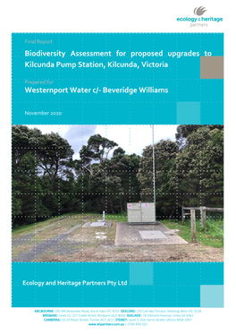 Biodiversity Assessment for Proposed Upgrades to Kilcunda Pump Station, Kilcunda, Victoria Westernport Water C