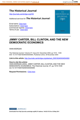 Jimmy Carter, Bill Clinton, and the New Democratic Economics