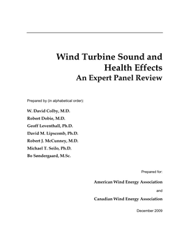 Wind Turbine Sound and Health Effects an Expert Panel Review