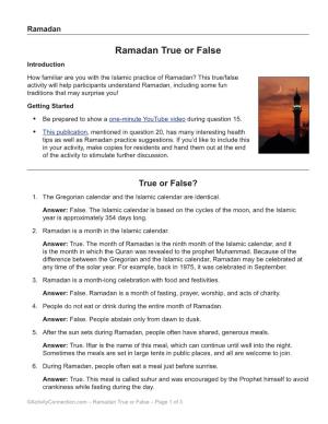 Ramadan True Or False