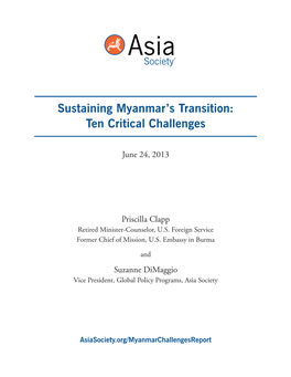Sustaining Myanmar's Transition