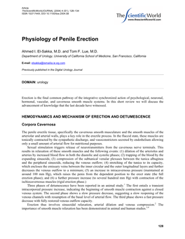 Physiology of Penile Erection