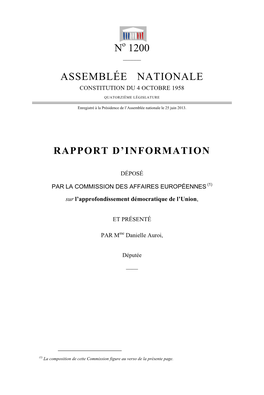 No 1200 ASSEMBLÉE NATIONALE