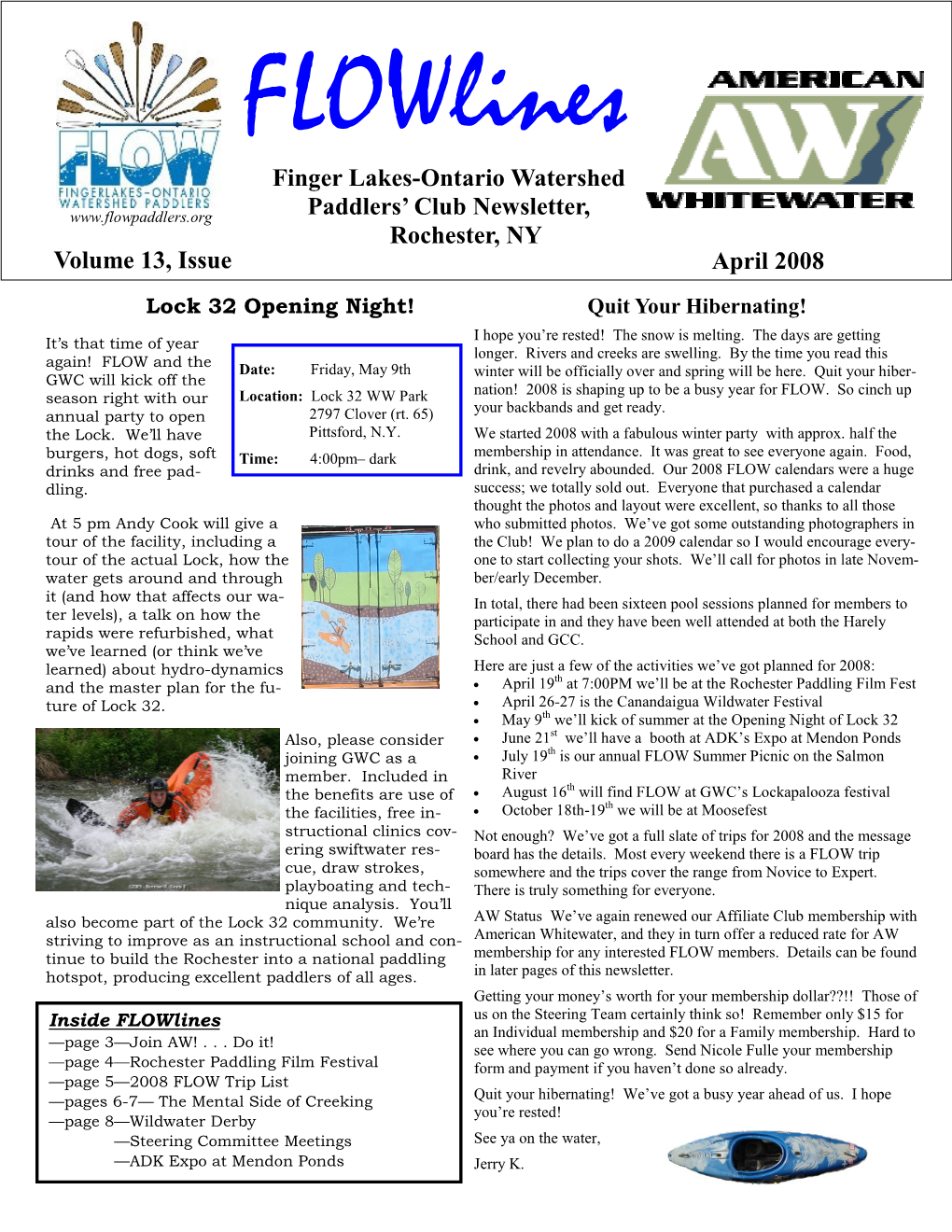 Volume 13, Issue Finger Lakes-Ontario Watershed Paddlers