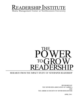 Readership Research from the Impact Study of Newspaper Readership