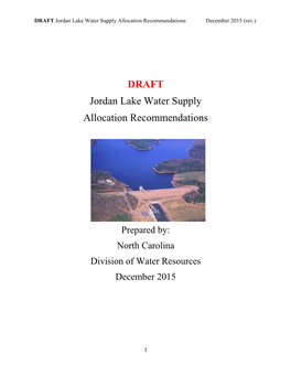 DRAFT Jordan Lake Water Supply Allocation Recommendations December 2015 (Rev.)