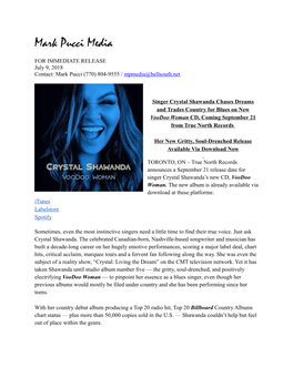 Crystal Shawanda's US Press Release