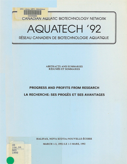 Aquatech '92 Reseau Canadien De Biotechnologie Aquatique