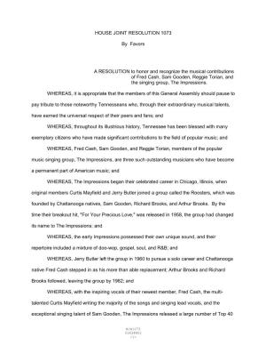 HOUSE JOINT RESOLUTION 1073 By