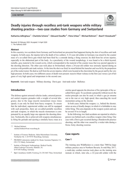 Deadly Injuries Through Recoilless Anti-Tank Weapons While Military Shooting Practice—Two Case Studies from Germany and Switzerland