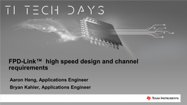 FPD-Link™ High Speed Design and Channel Requirements