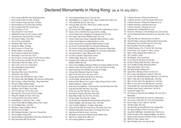 Declared Monuments in Hong Kong As at 22 May 2020