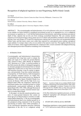 Recognition of Subglacial Regelation Ice Near Pangnirtung, Baffin Island, Canada