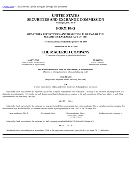 United States Securities and Exchange Commission Form 10-Q the Macerich Company
