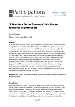 'A War for a Better Tomorrow': Ms. Marvel Fanworks As Protest