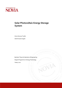 Solar Photovoltaic Energy Storage System