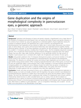 Gene Duplication and the Origins Of