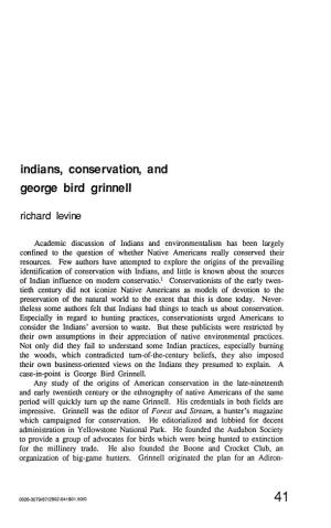 Indians, Conservation, and George Bird Grinnell Richard Levine
