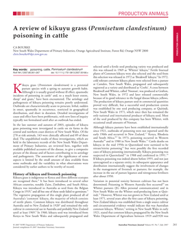 A Review of Kikuyu Grass (Pennisetum Clandestinum) Poisoning in Cattle