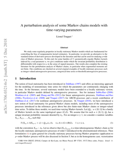 A Perturbation Analysis of Some Markov Chains Models With