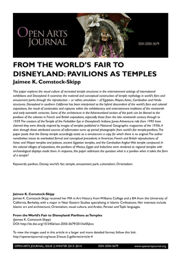 From the World's Fair to Disneyland: Pavilions As