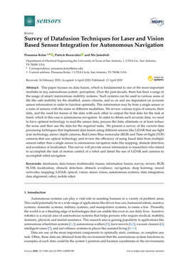 Survey of Datafusion Techniques for Laser and Vision Based Sensor Integration for Autonomous Navigation