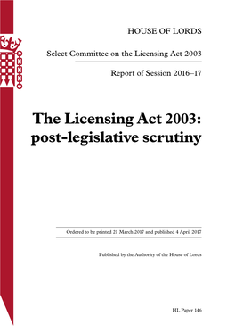 The Licensing Act 2003