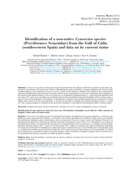 (Perciformes: Sciaenidae) from the Gulf of Cádiz (Southwestern Spain) and Data on Its Current Status