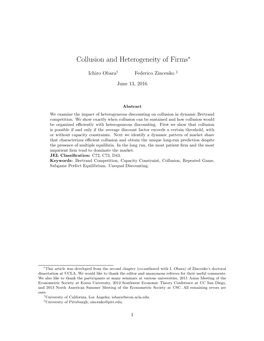 Collusion and Heterogeneity of Firms∗