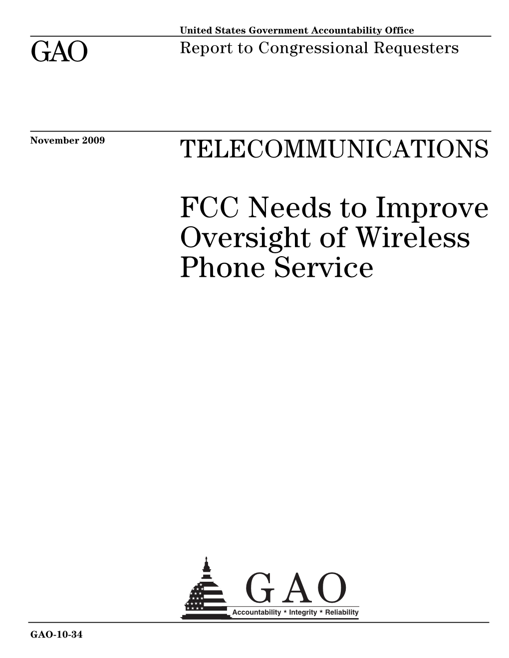 FCC Needs to Improve Oversight of Wireless Phone Service