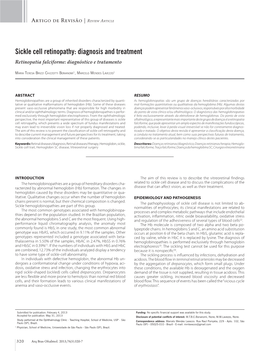 Sickle Cell Retinopathy: Diagnosis and Treatment Retinopatia Falciforme: Diagnóstico E Tratamento