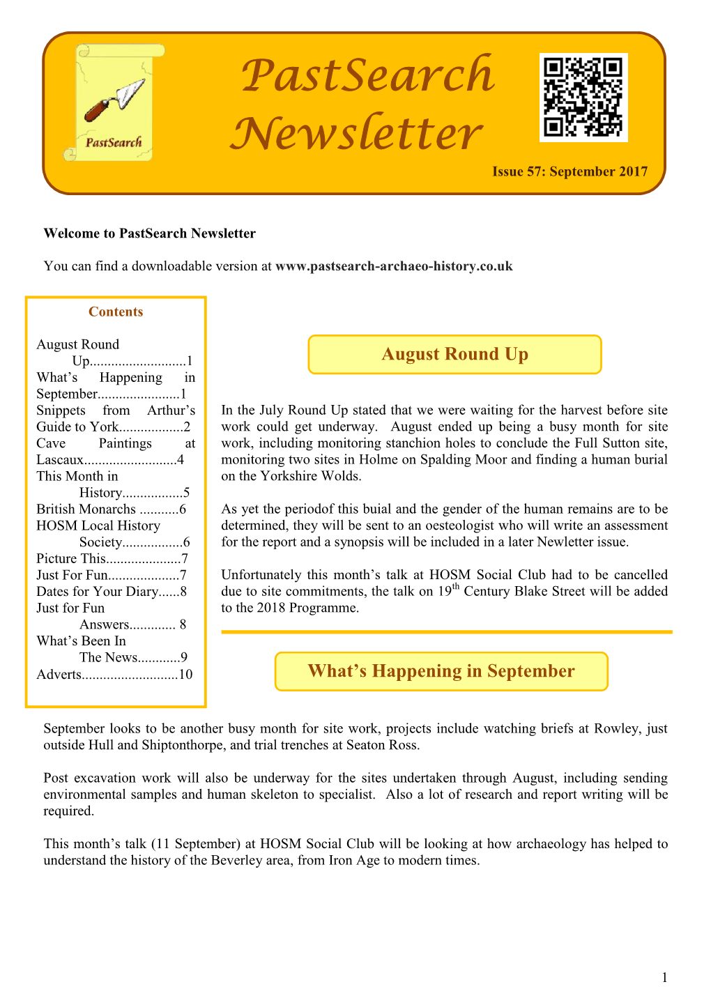 Pastsearch Newsletter Issue 57: September 2017